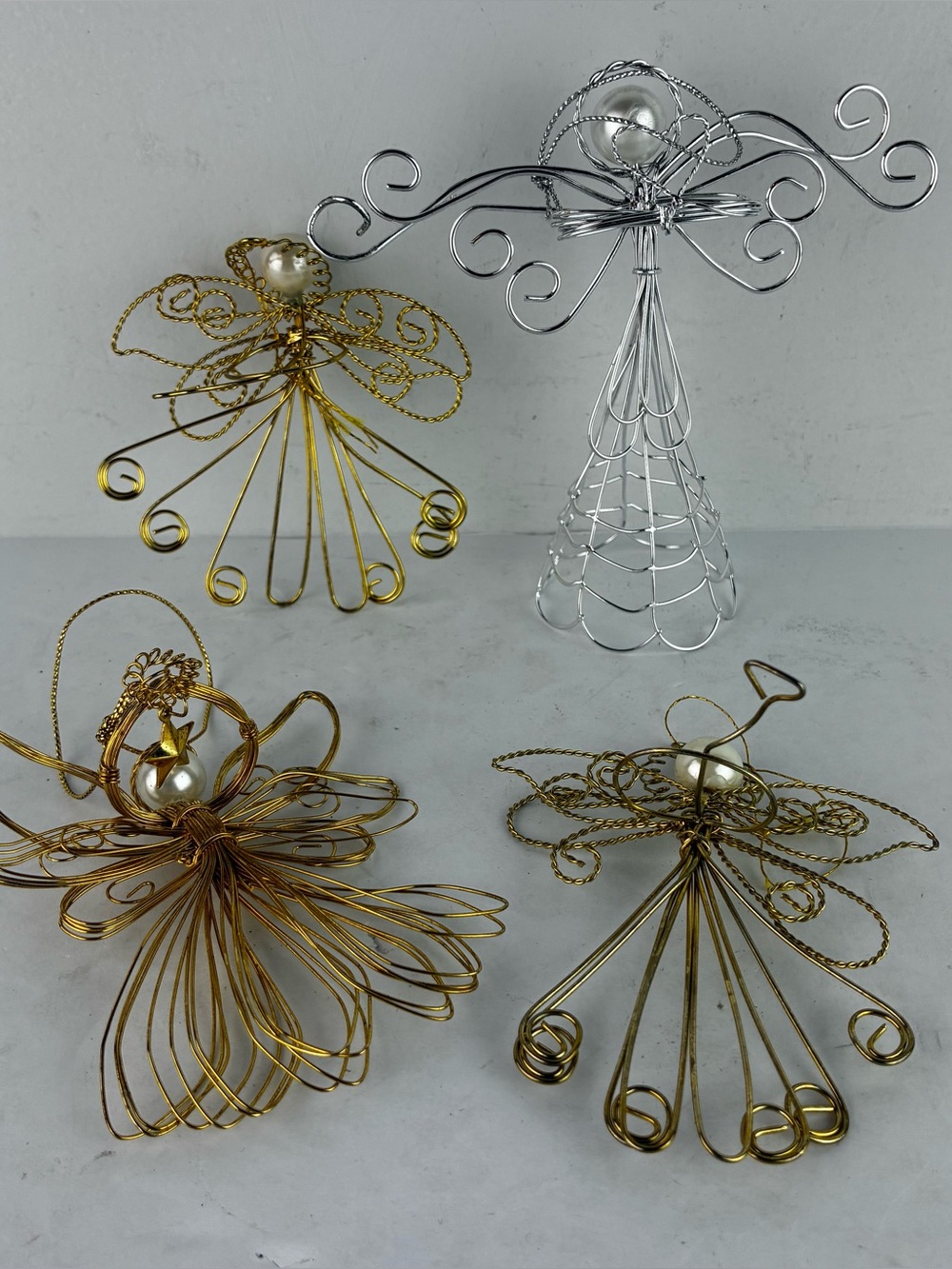 Wire Christmas Ornaments Angels Set of 4